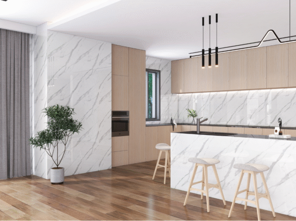 PVC Wandpaneel 260x122 cm Eleganz Grau-Weiß - Image 2