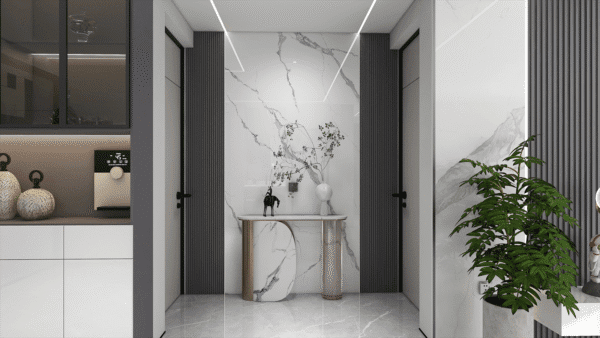 PVC Wandpaneel 260x122 cm Weiß-Grau Marmor - Image 2