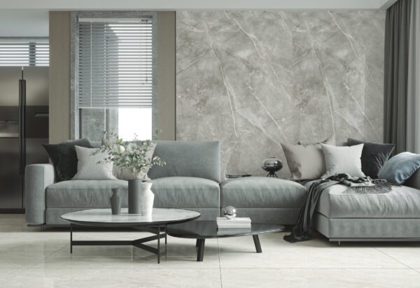 PVC Wandpaneel 122x260 cm Oppio Weiß-Grau Marmoroptik – Bild 2