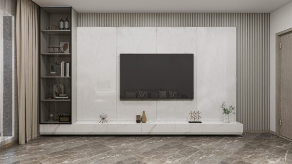 PVC Wandpaneel 120x260 cm Eleganz Weiß Marmoroptik - Image 2