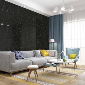 PVC Wandpaneel 120x260 cm Schwarz-Weiß Marmoroptik