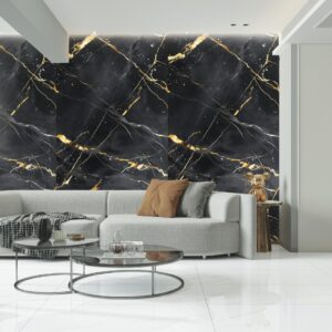 PVC Wandpaneel 120x260 cm Versailles Noir Gold Marmoroptik