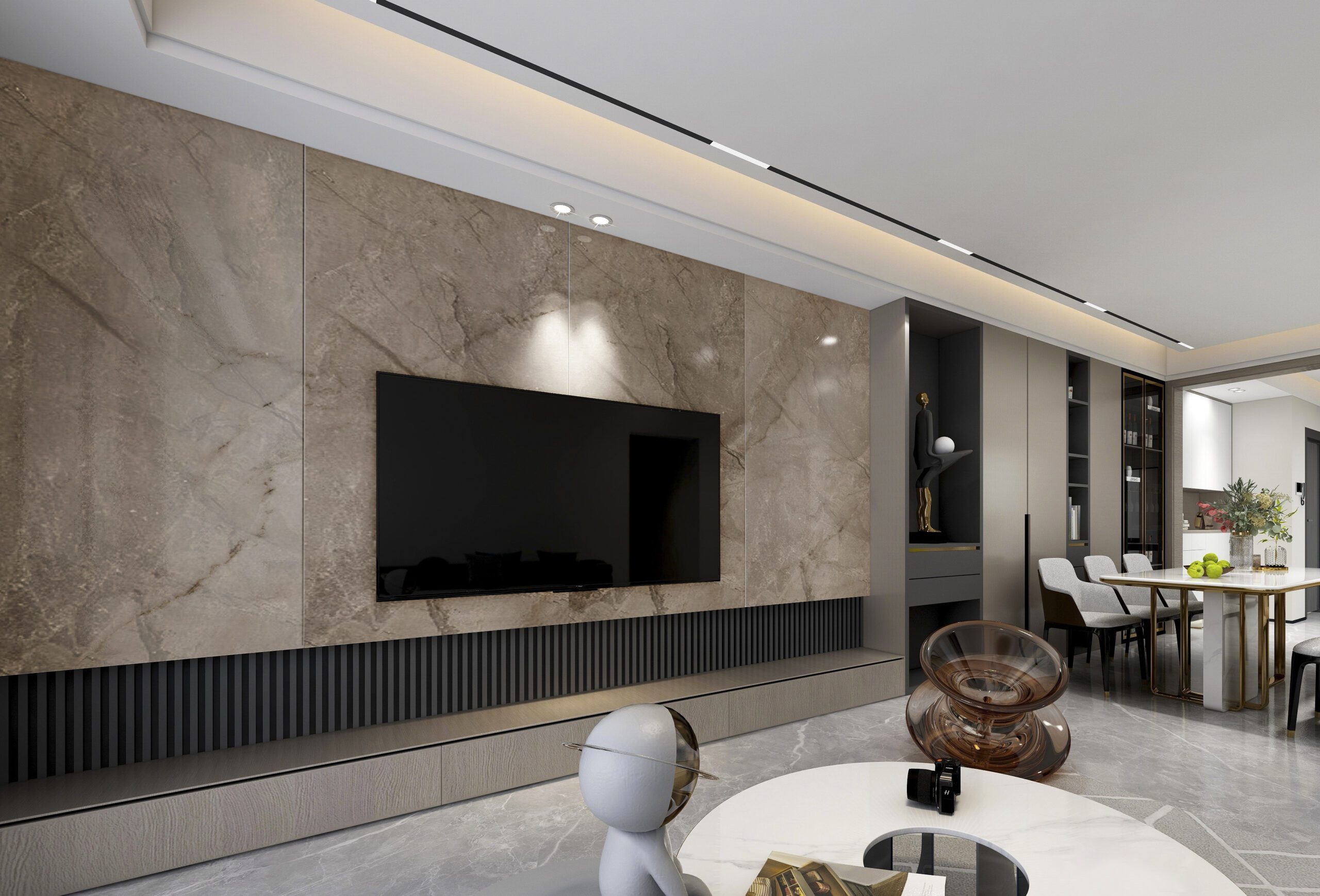 PVC Wandpaneel 120x260 cm Beige-Braun Marmoroptik